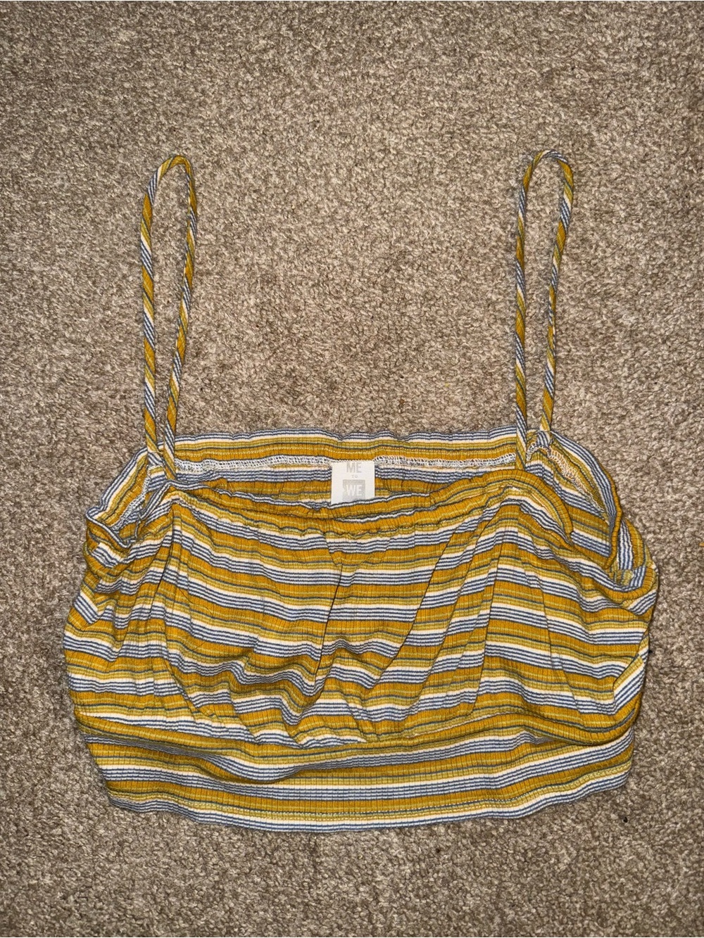 Me to We (Urban Outfitters) Yellow & Blue Striped Cropped Cami Tank